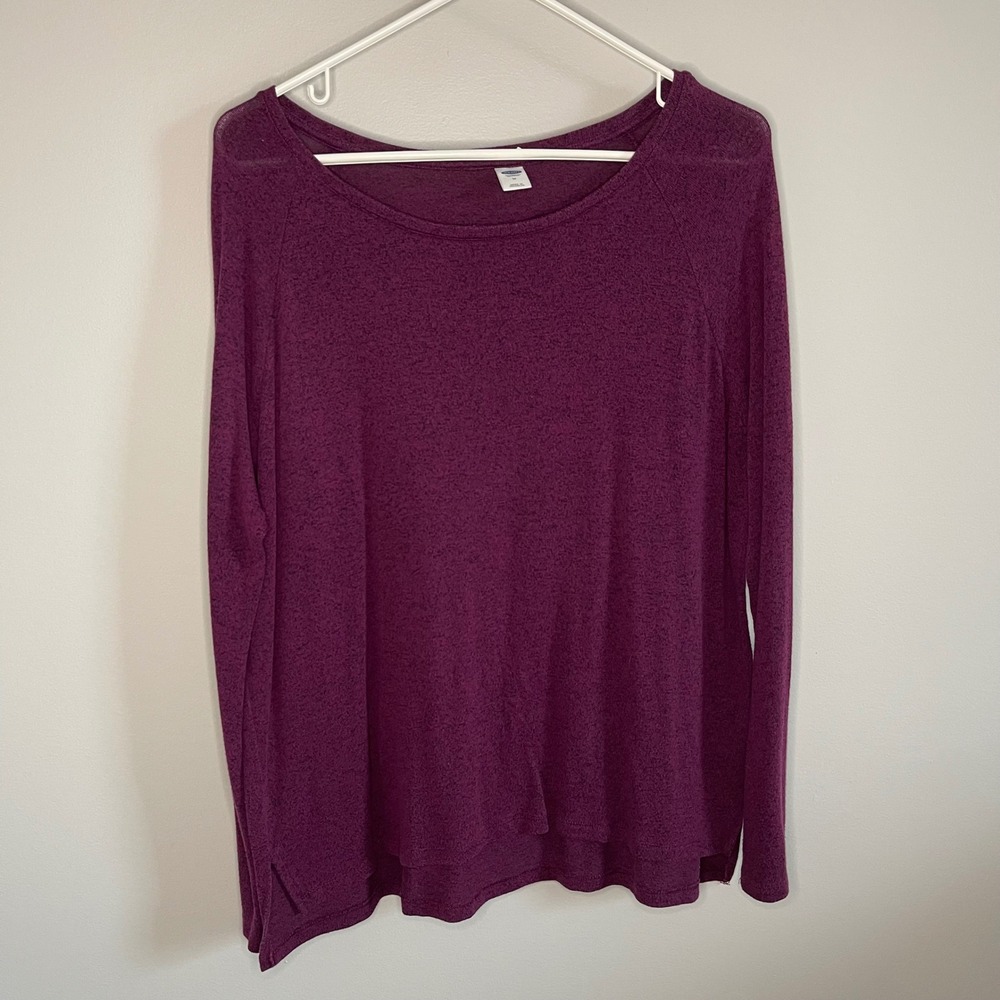 Old Navy‎ Long Sleeve Top Purple Speckled Casual Everyday Top Women Size Medium